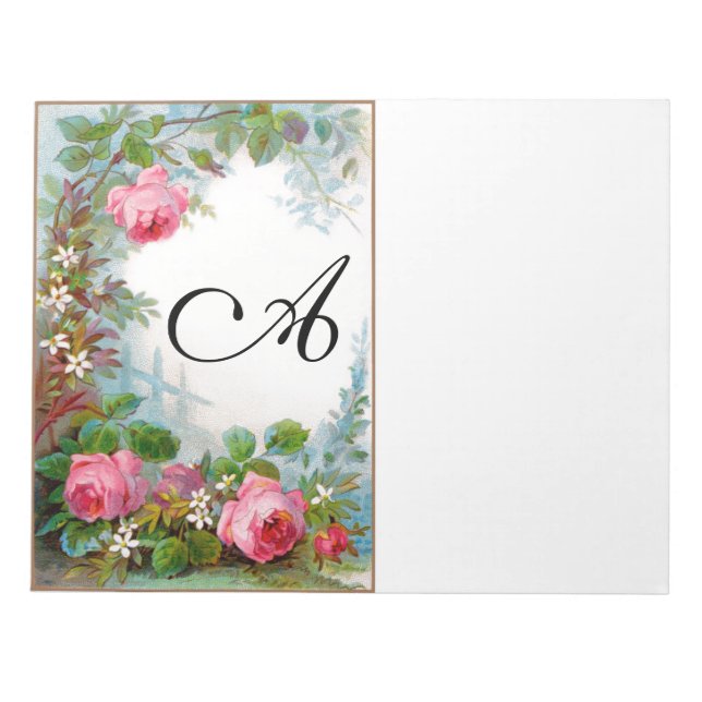 BLOC DE NOTAS ROSES Y JAZMINES BELLEZA FLORAL MONOGRAMA (Frente)