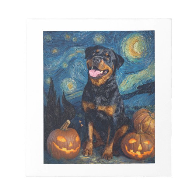 Bloc De Notas Rottweiler Perro Lindo Halloween Jack O Lantern Ca (Frente)