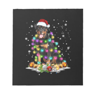 Bloc De Notas Rottweiler Santa Christmas Tree Enfoca Navidad