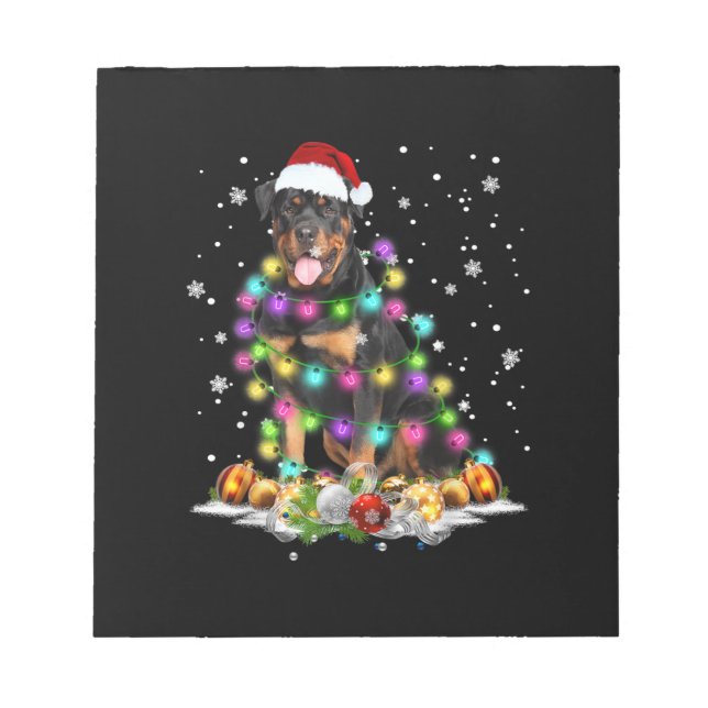 Bloc De Notas Rottweiler Santa Christmas Tree Enfoca Navidad (Frente)