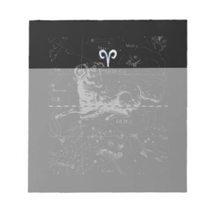 Bloc De Notas Rótulo Aries Zodiac de estilo cromado en Hevelius