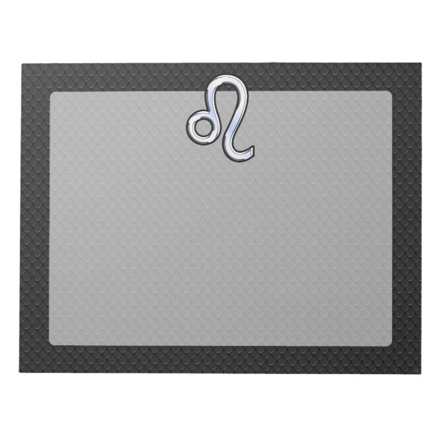 Bloc De Notas Rótulo cromado como Leo Zodiac en piel de serpient (Frente)