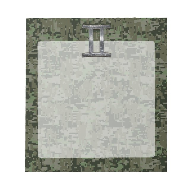 Bloc De Notas Rótulo Gemini Zodiac sobre el camuflaje digital ve (Frente)