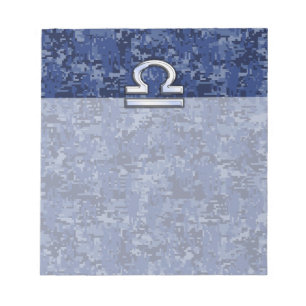 Bloc De Notas Rótulo Silver Libra Zodiac en camo digital azul