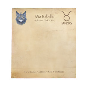 Bloc De Notas Rótulo zodiaco Taurus y gato celeste - Notepad