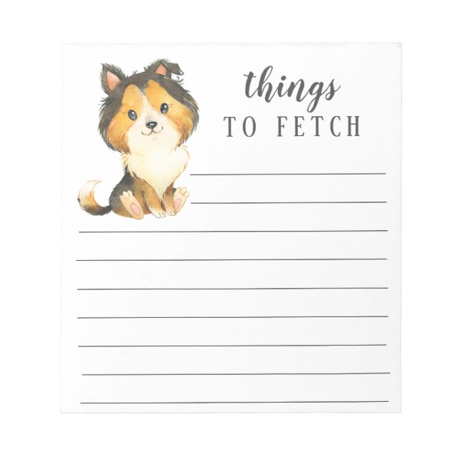 Bloc De Notas Rough Collie Things to Fetch (Frente)