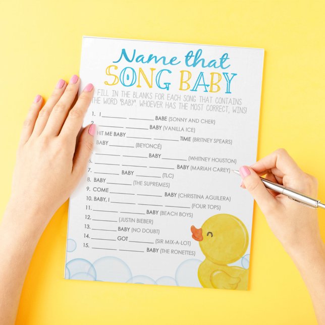 Bloc De Notas Rubber Duck Name That Song Baby Shower Game (Name That Song Baby Watercolor Rubber Duck Baby Shower Game Pack of 40 Answer Sheets)