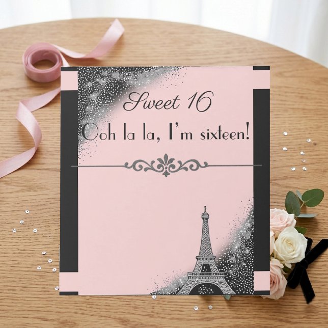 Bloc De Notas Rubor Parisino Rosa Torre Eiffel Dulce Noche de 16 (Parisian Blush Pink Eiffel Tower Sweet 16 Night Notepad)