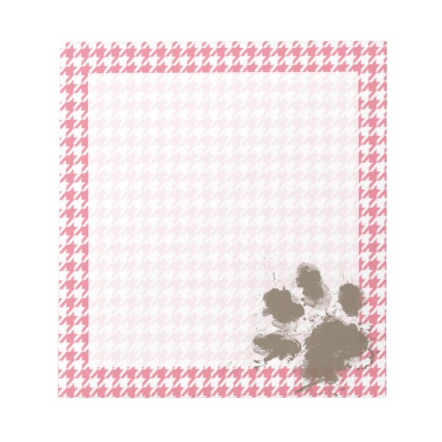 Bloc De Notas Rubor Pink Houndstoth; Paw Print (Frente)