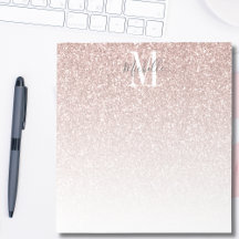 Rubor Rosa Dorado Glitter Monograma Nombre Femenin