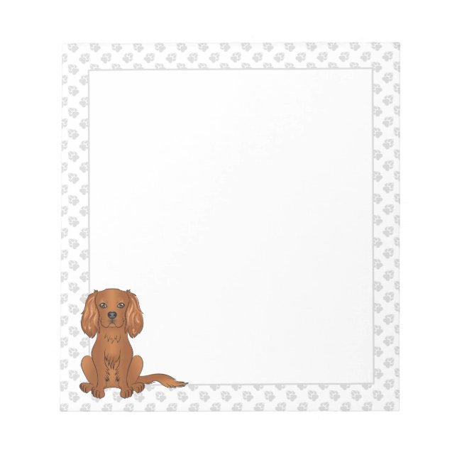 Bloc De Notas Ruby Cavalier King Charles Spaniel y Paws (Frente)