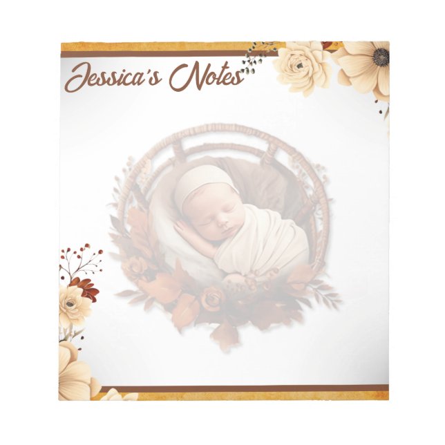 Bloc De Notas Rustic Boho Floral Baby Shower (Frente)