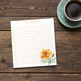 Bloc De Notas Rustic Orange Marigold To Do List Teacher Gift