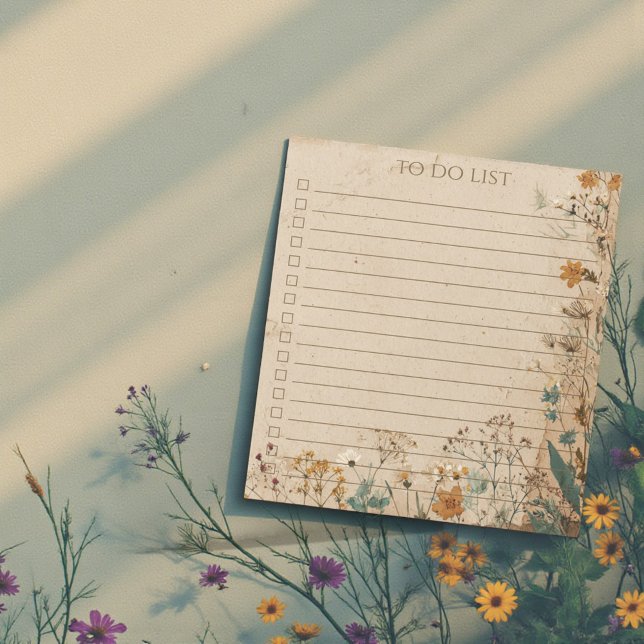 Bloc De Notas Rustic Wildflower To Do List Teacher Nature Gift (Rustic Wildflower To Do List Teacher Nature Gift Notepad)