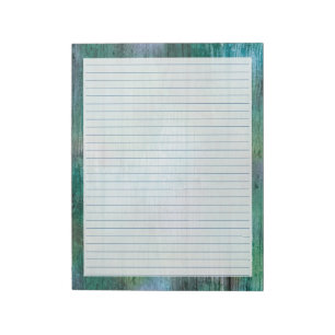 Bloc De Notas Rústico Boho Blue Green - Blue Wide Lined 8.5"x11