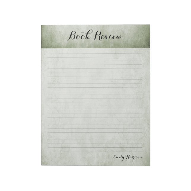 Bloc De Notas Sage Green Minimalist Modern Book Review  (Lado Izquierdo)