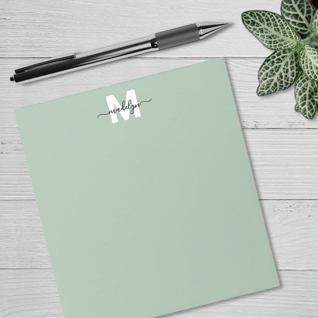 Bloc De Notas Sage Green Monogram (Sage Green Monogram Notepad)