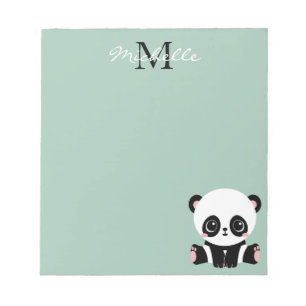 Bloc De Notas Sage personalizado del Panda de sentada de monogra