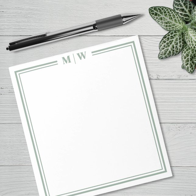 Bloc De Notas Sage Verde Monograma (Sage Green Monogram Notepad)