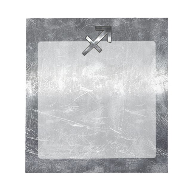Bloc De Notas Sagittarius Zodiac Silver Aspecto de acero perturb (Frente)