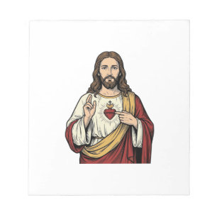 Bloc De Notas Sagrado Corazón Jesús Grabado Vintage Arte Vectori