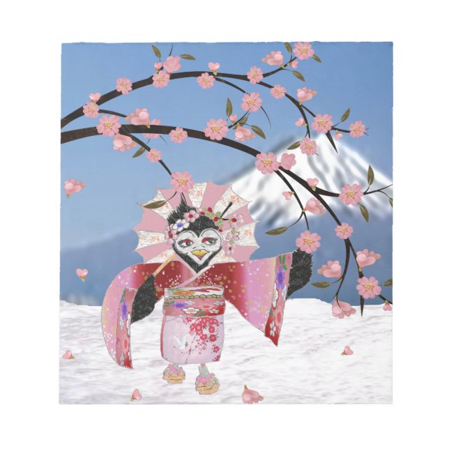Bloc De Notas Sakura Geisha Bird in the Snow Cherry Blossoms (Frente)