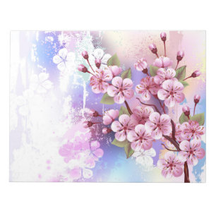 Bloc De Notas Sakura rosa sobre fondo de pintura