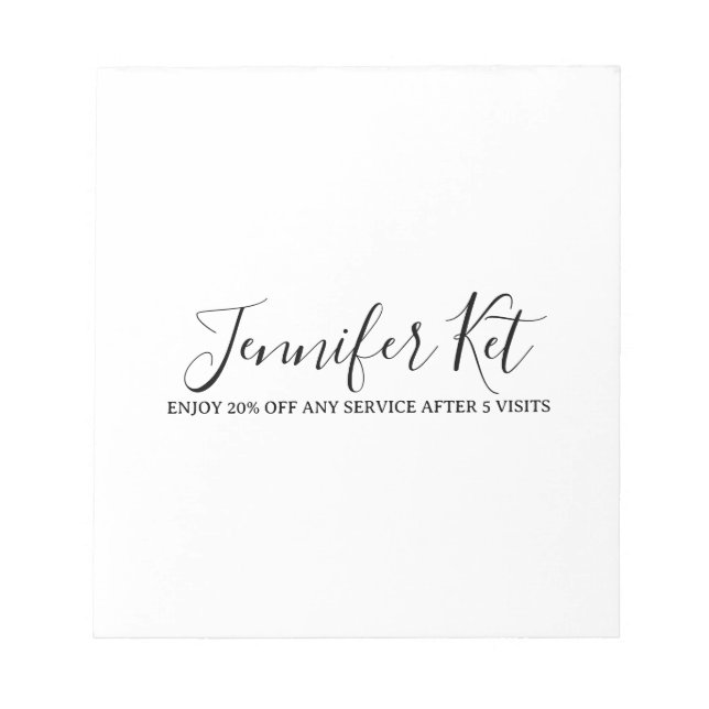 Bloc De Notas Salon spa business discount offer website visits a (Frente)