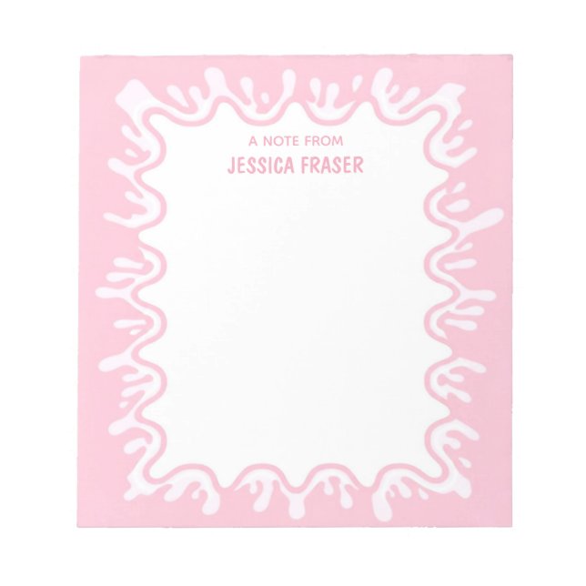 Bloc De Notas Salpicadura de batido de fresa rosa personalizado (Frente)