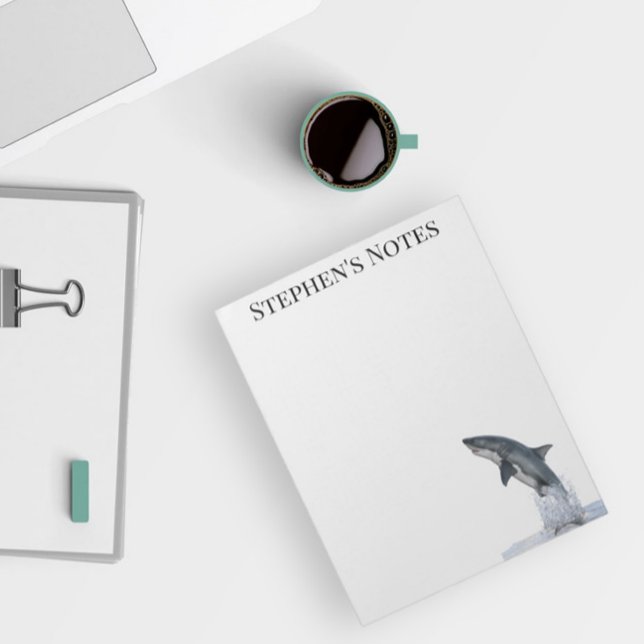 Bloc De Notas Saltando del gran tiburón blanco personalizado (Subido por el creador)