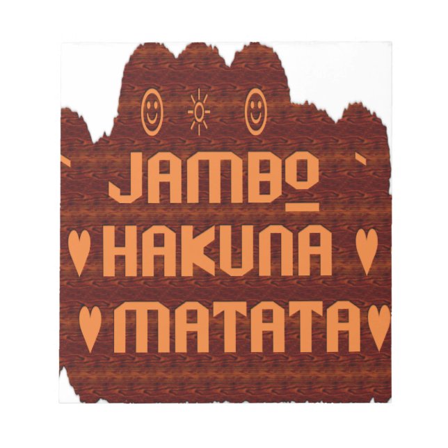 Bloc De Notas Saludo africano: Diseño de madera Jambo Hakuna Mat (Frente)