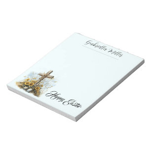 Bloc De Notas Saludo de Pascua de fe y floral de primavera
