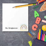Bloc De Notas Salvaje y personalizado por enseñar el arcoiris de<br><div class="desc">Personalizado Wild acerca de enseñar el Bloc de notas arcoiris de Boho Grande para tu profesor favorito, o para ti mismo, si eres el profesor. ¡Este bloc de notas es de gran tamaño y personalizable! El papel robusto y el diseño simplista pero lindo con la huella y el juego de...</div>