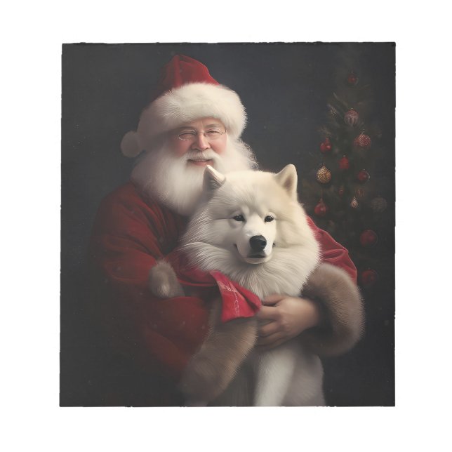 Bloc De Notas Samoyed Con Navidades De La Festividad De Santa Cl (Frente)