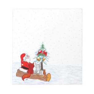 Bloc De Notas Santa Claus con Fox de Conejo y Squirrel