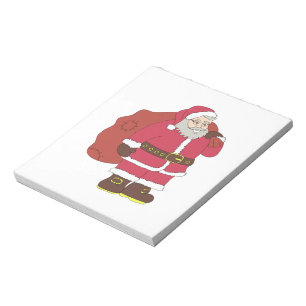 Bloc De Notas Santa Claus de rojo con bolsa de regalo y anteojos