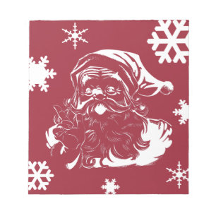 Bloc De Notas Santa Claus Snowflakes Christmas red Holiday