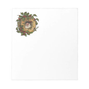 Bloc De Notas Santa Vintage Antiguo Acebo Navidad