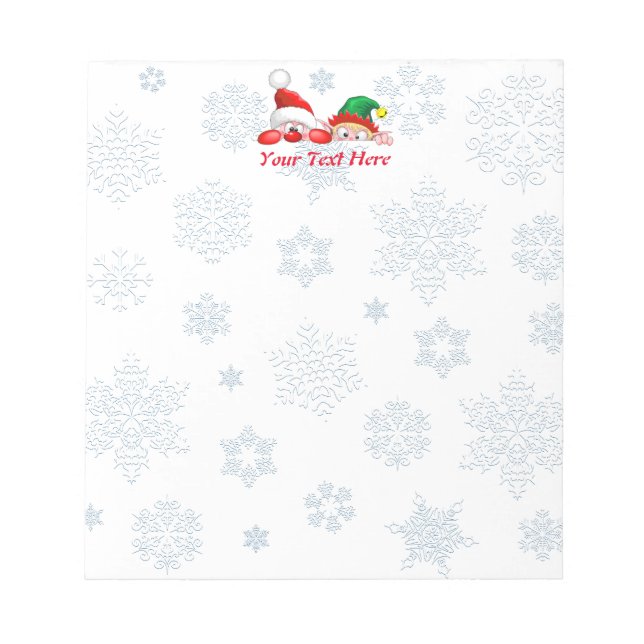 Bloc De Notas Santa y Elf Cute y personajes graciosos Peeking C (Frente)