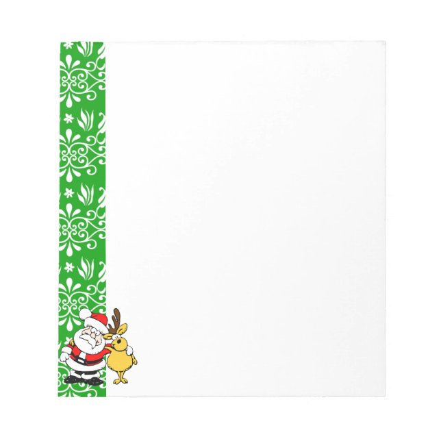 Bloc De Notas Santa y Rudolph sobre fondo verde (Frente)