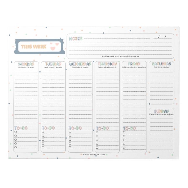 Bloc De Notas Sarcástico "This Week" - El planificador semanal S (Frente)