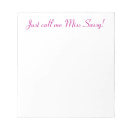 Bloc De Notas Sassy Miss Cute Girly Graciosa Actitud