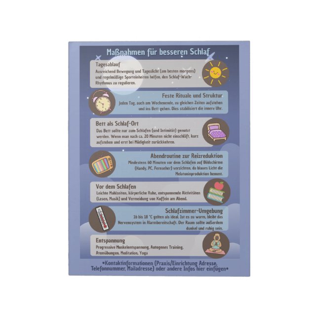 Bloc De Notas Schlafhygiene-Infoblätter für Klienten/Patienten (Lado Izquierdo)