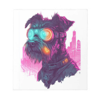 Bloc De Notas Schnauzer ciberpunk � Perro neon futurista