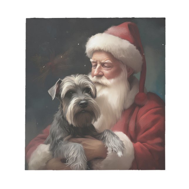 Bloc De Notas Schnauzer con Santa Claus Festivo de Navidad (Frente)