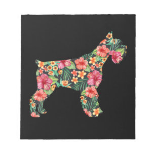 Bloc De Notas Schnauzer Flower Funny Dog Silhouette Floral Gifts