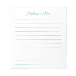 Bloc De Notas  Script Elegant Aqua Lined Personalized