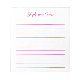 Bloc De Notas  Script Elegant Dark Pink Lined Personalized