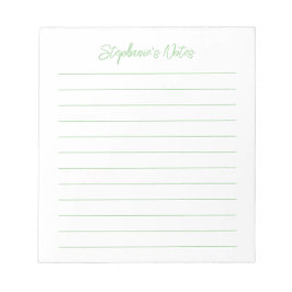Bloc De Notas  Script Elegant Sage Green Lined Personalized