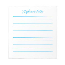 Bloc De Notas Script Elegant Sky Blue Lined Personalized